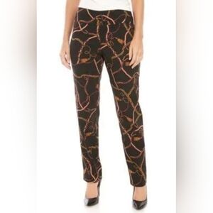 New Directions Black and Gold Chain Print Pants